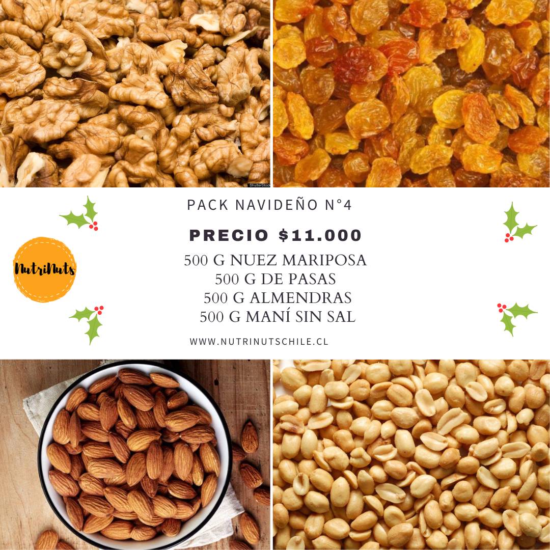 Pack Navideño N°4: Almendras -Nuez -Pasas- Maní